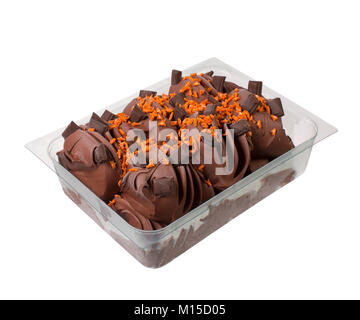 Chocolate Italian gelato with orange chips ice cream. Stock Photo