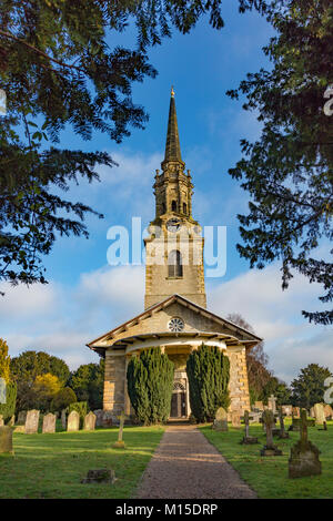 St Lawrence church with steeple in the winter sun, Merewortth, Kent, UK Stock Photo