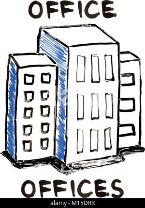 Office Building Text White Board Illustration Stock Vector