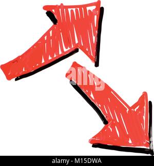 Two Red Arrows White Board Illustration Stock Vector