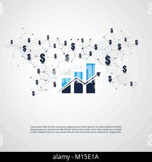 Networks - Business Connections - Worldwide Financial Connections, Online Banking, Money Transfer Concept Design, Vector Illustration Stock Vector
