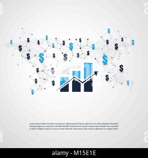 Networks - Business Connections - Worldwide Financial Connections, Online Banking, Money Transfer Concept Design, Vector Illustration Stock Vector
