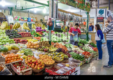 Buenos Aires Argentina,Mercado San Telmo,covered indoor market,produce,kiosk,vendor vendors sell selling,stall stalls booth market fruits,vegetables,m Stock Photo