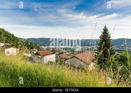Chiasso, Ticino canton, Switzerland. View of the town of Italian Switzerland, from above, on a beautiful sunny day Stock Photo