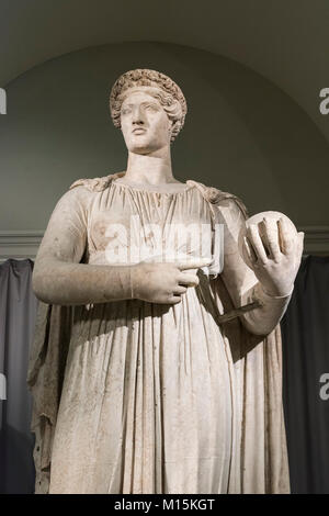 Naples. Italy. Urania, Muse of astronomy, Museo Archeologico Nazionale di Napoli. Naples National Archaeological Museum.  Colossal statue of Urania ho Stock Photo