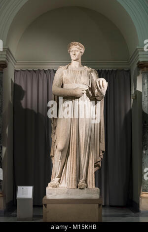 Naples. Italy. Urania, Muse of astronomy, Museo Archeologico Nazionale di Napoli. Naples National Archaeological Museum.  Colossal statue of Urania ho Stock Photo