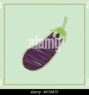Fresh Eggplant vegetable isolated icon. Eggplant for farm market Stock Vector