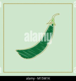 Vector green peas and pod isolated on white background Stock Vector