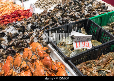 Crustaceans for sale at a market in Madrid, Spain Stock Photo