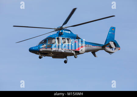 The East Frisian North Sea island Norderney, Germany,  helicopter EC 155, Northern HeliCopter, Emden, transport and ambulance helicopter, Stock Photo