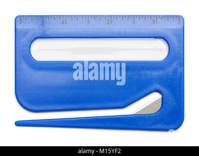 Blue Plastic Letter Opener with Razor Blade. Stock Photo