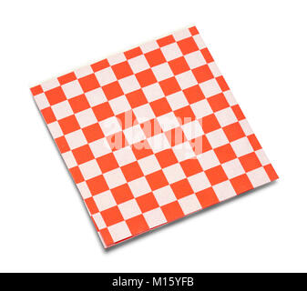 Red and White Checkered Napkin Isolated on White. Stock Photo