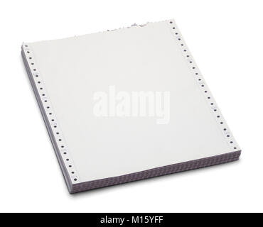 Vintage Computer Paper Stack Isolated on a White Background. Stock Photo