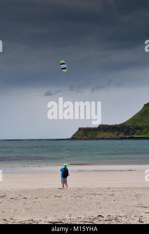 Man Flying A Stunt -kite On West Wittering Beach Near Chichester 