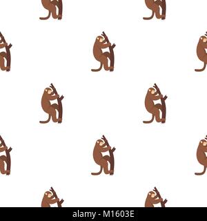 Macaque is climbing up on a tree pattern seamless Stock Vector