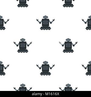 Robot on wheels pattern seamless Stock Vector