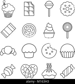 Candy Shop & Candy or Sweets Icons Thin Line Vector Illustration Set ...