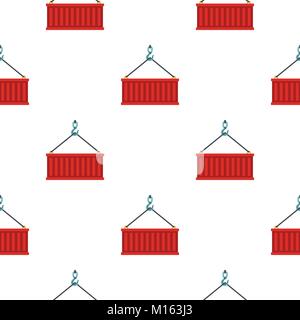 Container lifted by a crane pattern flat Stock Vector