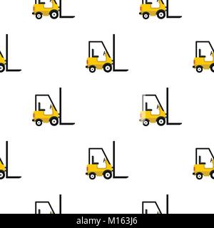 Yellow stacker loader pattern flat Stock Vector