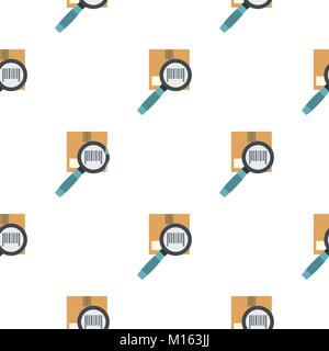 Box and magnifying glass pattern flat Stock Vector