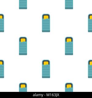 Blue sleeping bag pattern flat Stock Vector