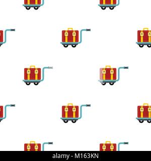 Suitcase on a cart pattern flat Stock Vector