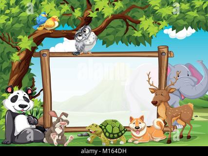 Paper template with wild animals in the field illustration Stock Vector ...
