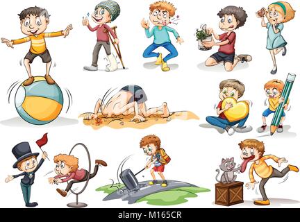 People doing different activities illustration Stock Vector