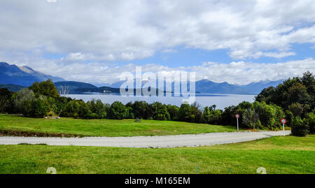 Panorama view of Lake Manapouri in South Island, New Zealand Stock ...