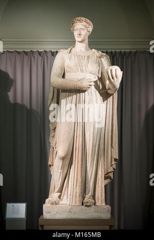 Naples. Italy. Urania, Muse of astronomy, Museo Archeologico Nazionale di Napoli. Naples National Archaeological Museum.  Colossal statue of Urania ho Stock Photo