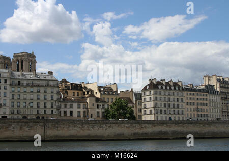 Apartment buildings along the Seine River, Paris, France.