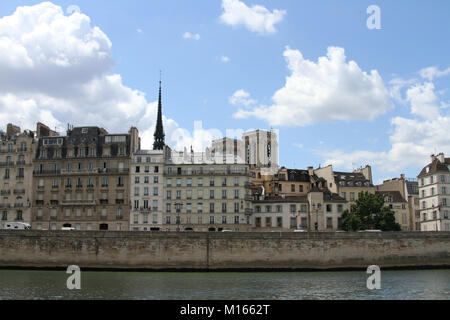Apartment buildings along the Seine River, Paris, France.