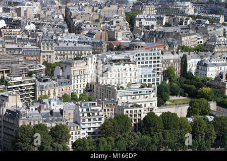 View of Paris north of the Eiffel Tower with Guimet Museum, France. Stock Photo