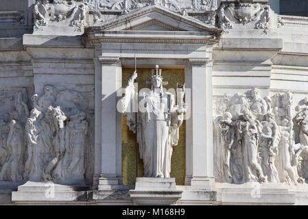 Tomb of the Unknown Soldier, under the statue of goddess Roma, on the Altare della Patria (Altar of the Fatherland) Monument in Rome, Italy. Stock Photo