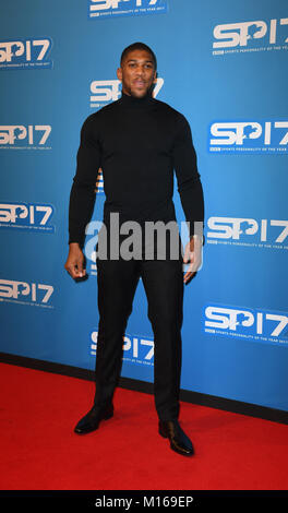 Antony Joshua arrives at the Echo Arena Liverpool for The BBC Sports Personality Of The Year 2017 Stock Photo