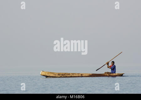 A Tonga fisherman on the Lake Kariba, Zambia Stock Photo