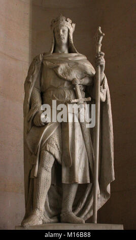 Marble sculpture statue of Philippe II-Philippe of Augustus, King of France (1165-1223) by Jean Louis Nicolas Jaley in the Stone Gallery-Galerie de Pi Stock Photo
