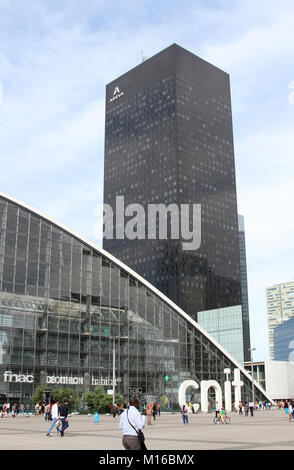 The Center of New Industries and Technologies (CNIT Conference Centre) and the Areva Tower in business district La Defense, Metropolitan area of Paris Stock Photo