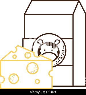 milk box with cheese Stock Vector