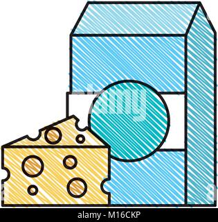 milk box with cheese Stock Vector