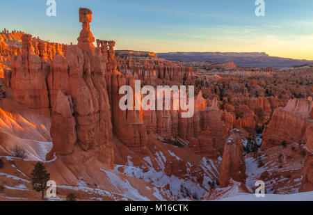 Morning sunlight reflected on the hoodoos at Bryce Canyon in Bryce Canyon National Park, Utah, United States. Stock Photo