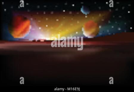 abstract background with mountain sunrise and stars vector illustration Stock Vector
