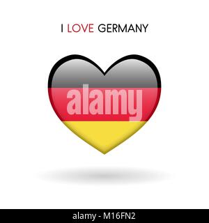 Love Germany symbol. Flag Heart Glossy icon on a white background isolated vector illustration eps10 Stock Vector