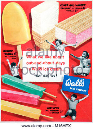 Wall's Ice cream vintage advertising 1950s Stock Photo