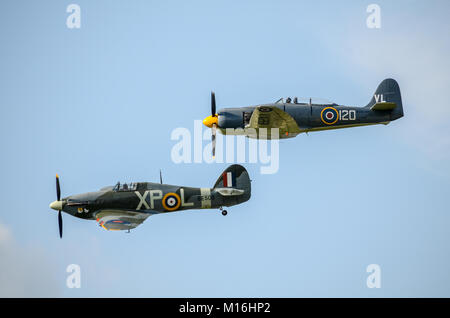 Hawker fighters at Wings & Wheels, Dunsfold Stock Photo