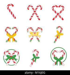 Christmas Candy Cane Vector Graphic Illustration Sign Symbol Design Set Stock Vector