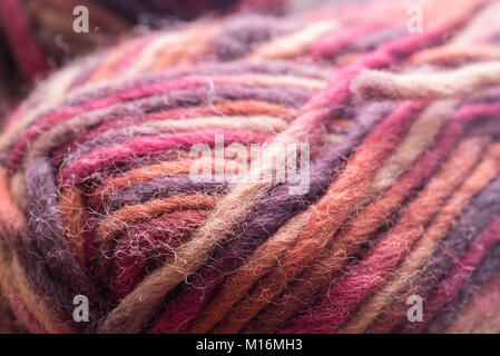 macro of multicolored wool yarn in skein Stock Photo