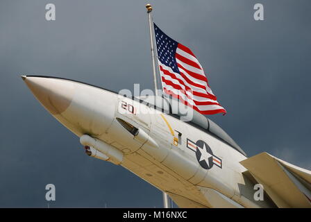 A Grumman Tomcat F14 stands outside of the National Museum of Naval Aviation in Pensacola, Florida Stock Photo
