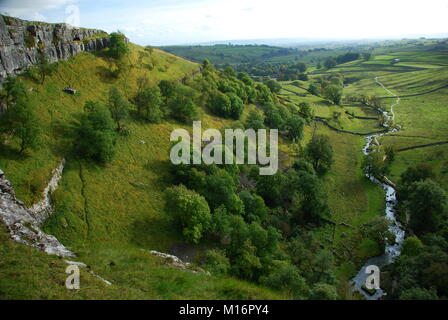 The incredible view from the top of Malham Cove in the Yorkshire Dales National Park Stock Photo