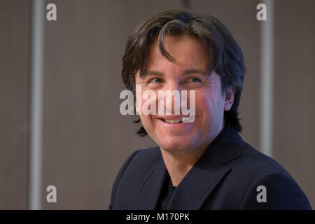 Moscow, Russia. 25th January, 2018. Producer Pyotr Anurov at a news conference ahead of the press-preview of the Selfie film at the Rossiya Segodnya news agency's international multimedia press center.  Credit: Victor Vytolskiy/Alamy Live News Stock Photo